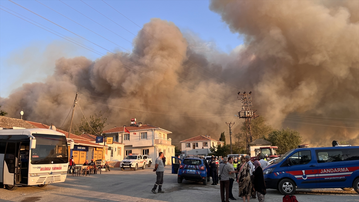 Çanakkale Gelibolu'da ormanlık alanda çıkan yangına müdahale ediliyor
