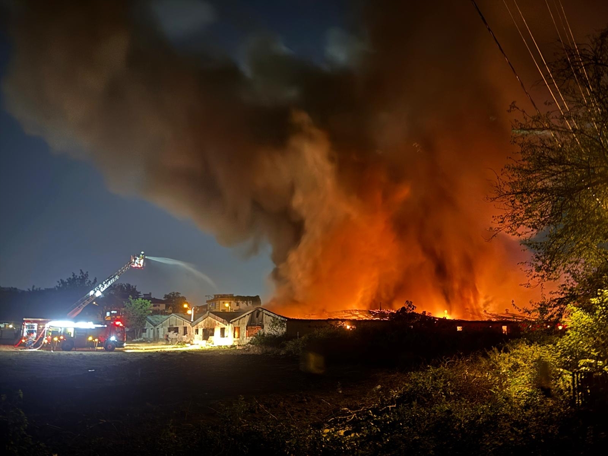 Sakarya'da boyahanede çıkan yangına müdahale ediliyor