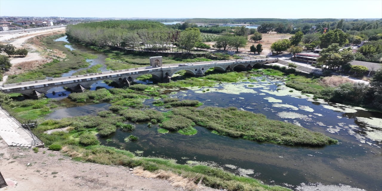 Edirne’de Tunca Nehri kuraklık nedeniyle kurudu, nehir yatağı ot ve sazlarla kaplandı