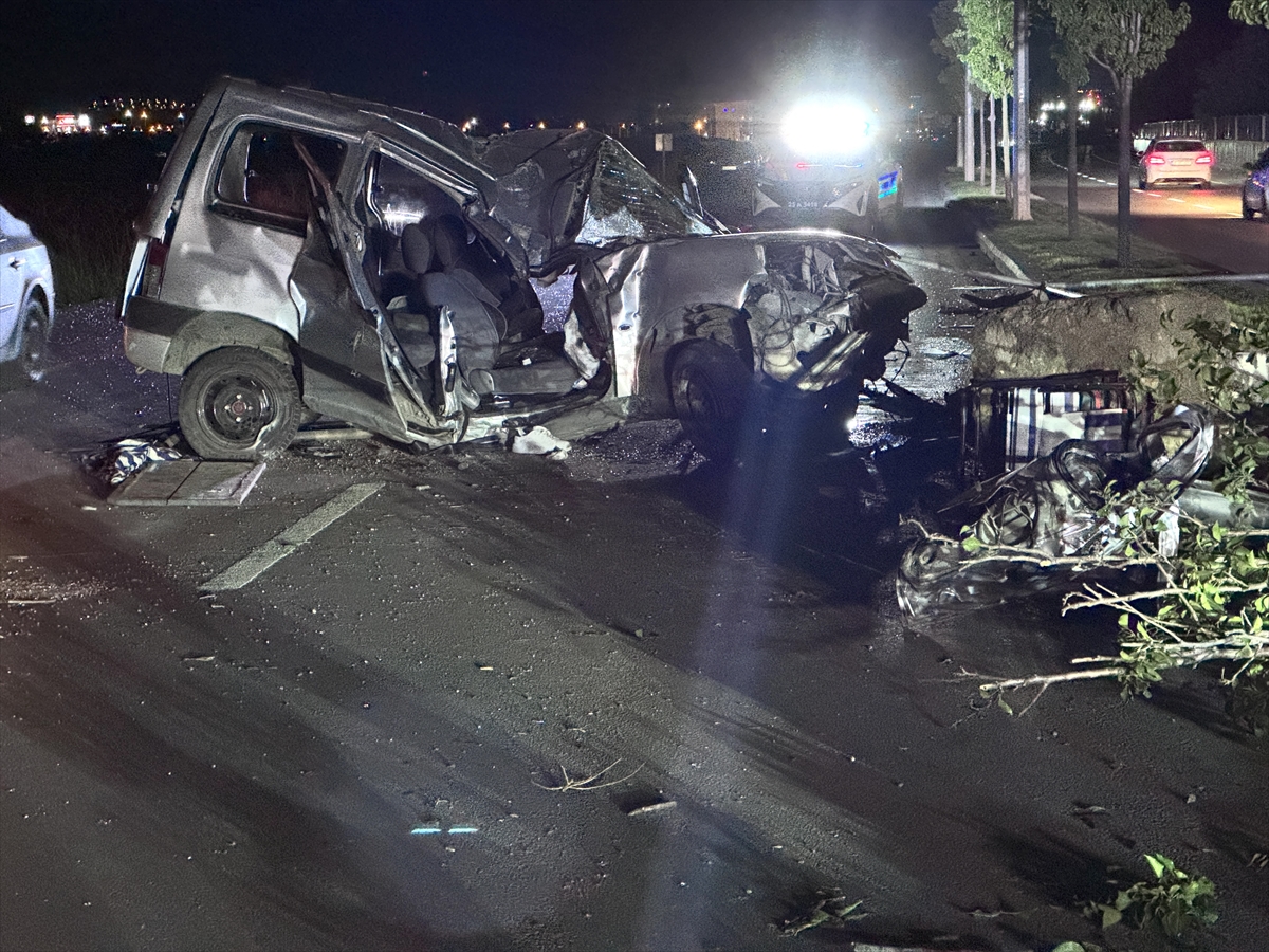 Erzurum'da aydınlatma direğine çarpan araçtaki 1 kişi öldü, 2 kişi yaralandı