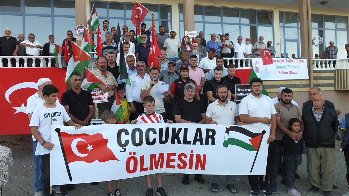 Nevşehir'de köy halkından Filistin ve Küresel Sumud Filosu'na destek eylemi