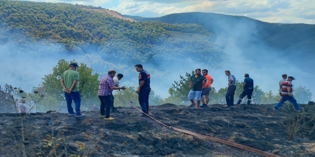 Düzce Yığılca'da çıkan anız yangını, ekiplerin hızlı müdahalesiyle ormana sıçramadan söndürüldü