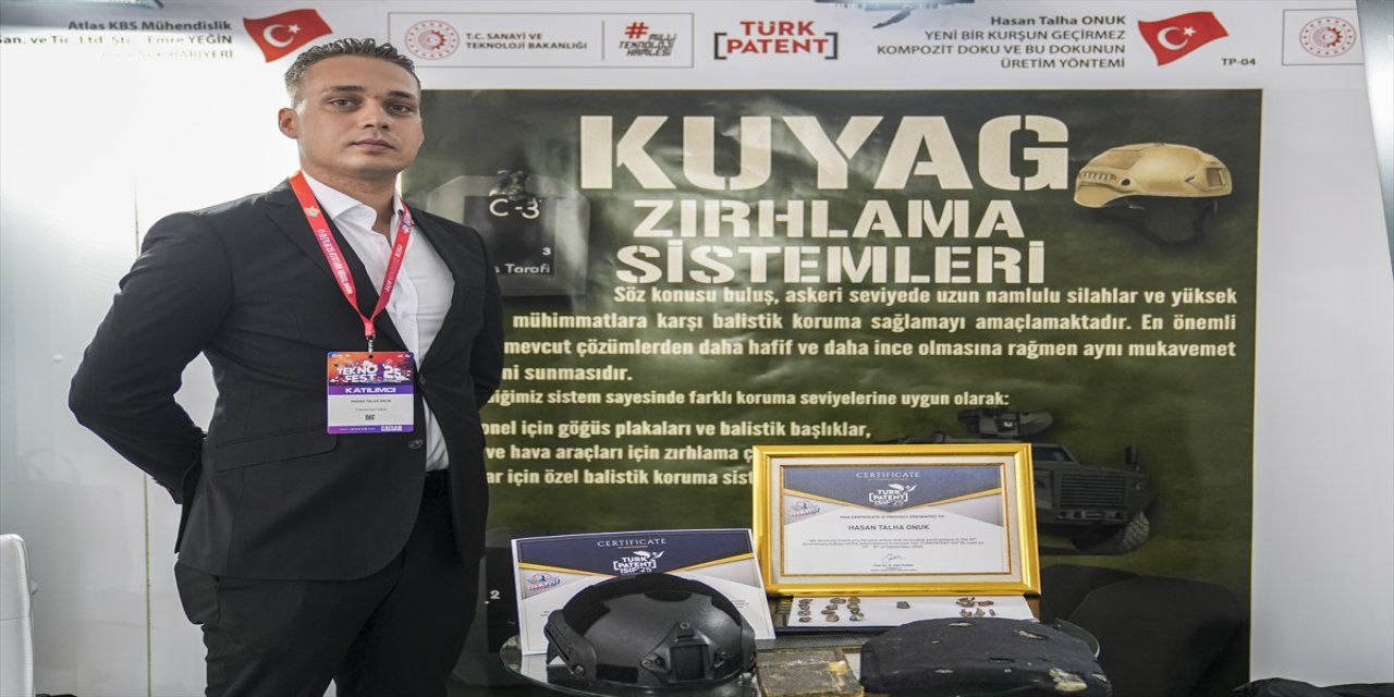 Jandarma Astsubay Onuk, TEKNOFEST'te geliştirdiği hafif ve ucuz balistik plaka ile zırh sistemini tanıttı