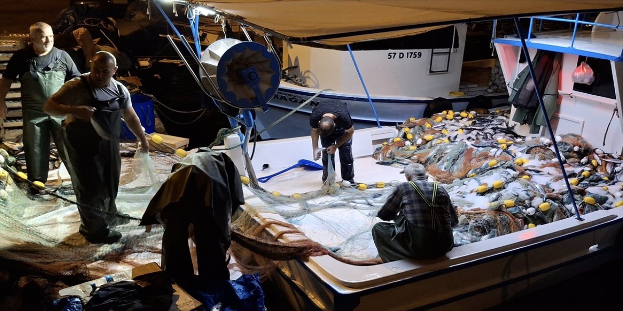 Sinop’ta balıkçılar ağlarını palamutla doldurdu: 9 bin balık limana getirildi