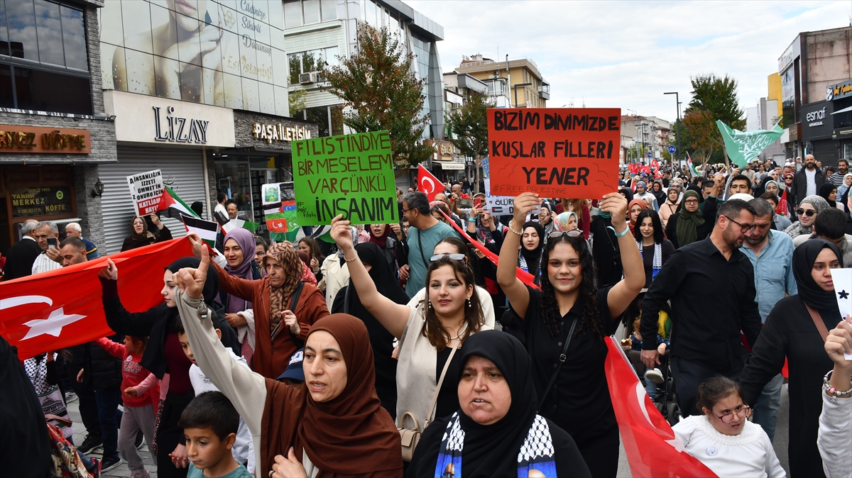 Düzce'de Küresel Sumud Filosu'na destek yürüyüş düzenlendi