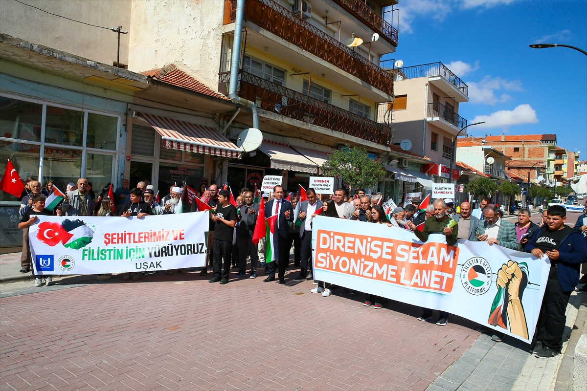 Uşak'ta Filistin'e destek yürüyüşü düzenlendi