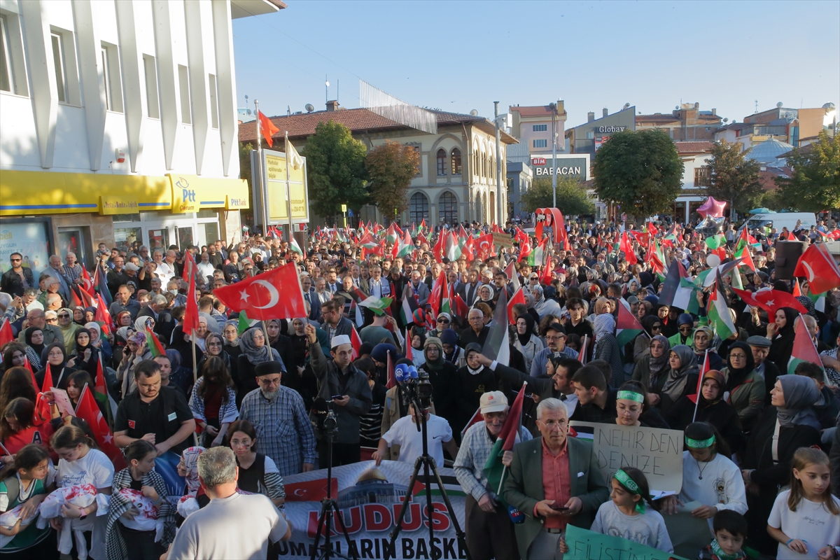 İsrail'in Filistin'e saldırıları Çorum'da protesto edildi