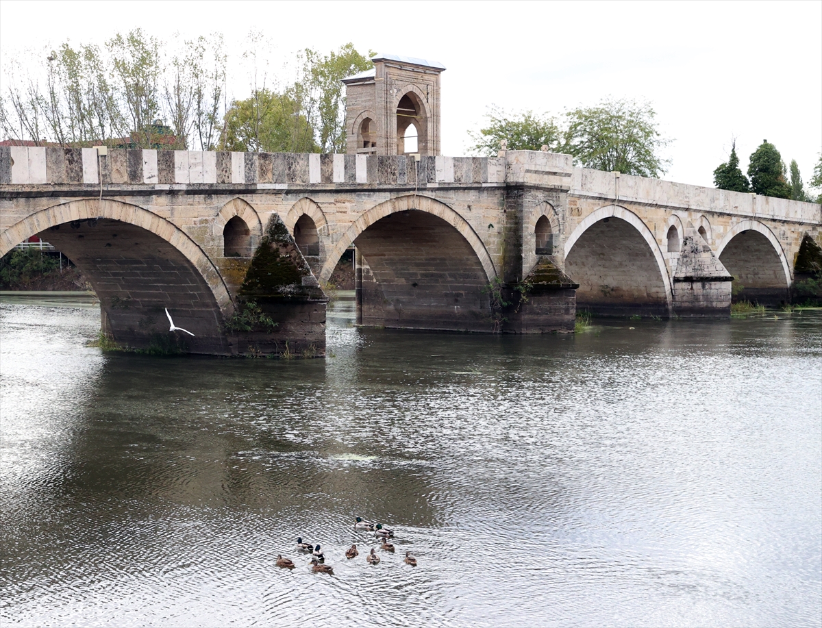 Edirne'de etkili olan yağışlar Tunca ve Meriç nehirlerinin debisini artırdı