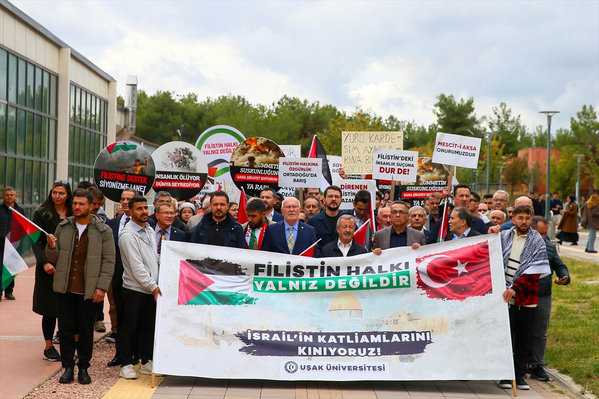 Uşak'ta İsrail'in Filistin'e saldırıları protesto edildi