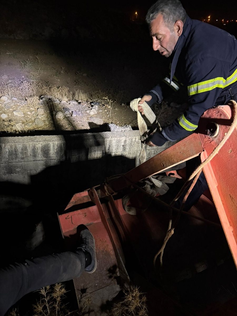 Siirt'te su kanalına düşen inek kurtarıldı