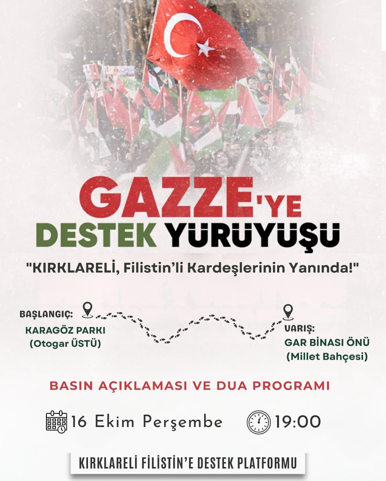 Kırklarelililer Filistinli Kardeşleri İçin YÜRÜYOR