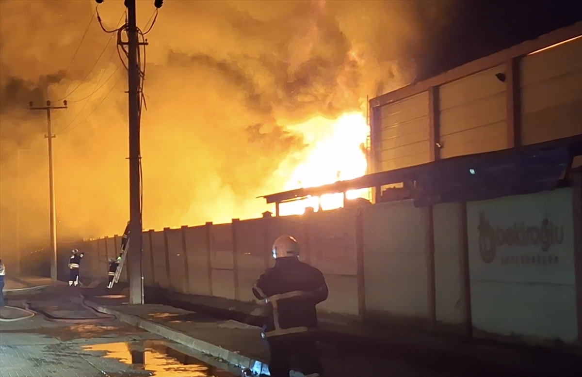 Samsun'da geri dönüşüm fabrikasında çıkan yangına müdahale ediliyor