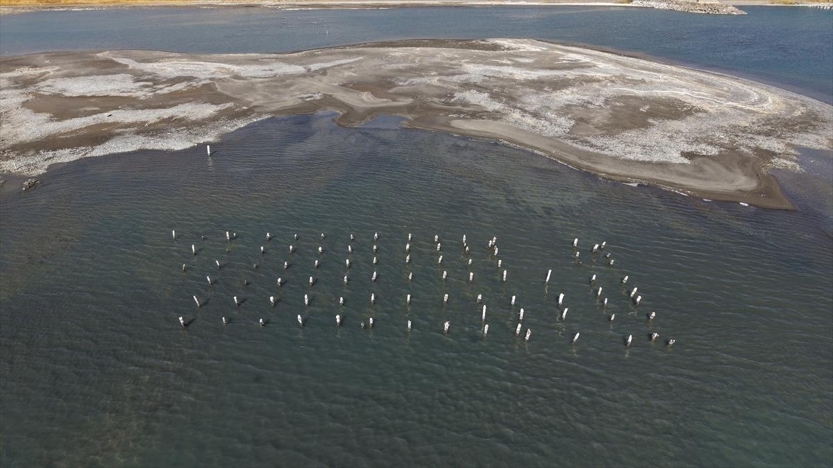 Van Gölü'nün çekilmesiyle asırlık iskelenin ayakları ortaya çıktı