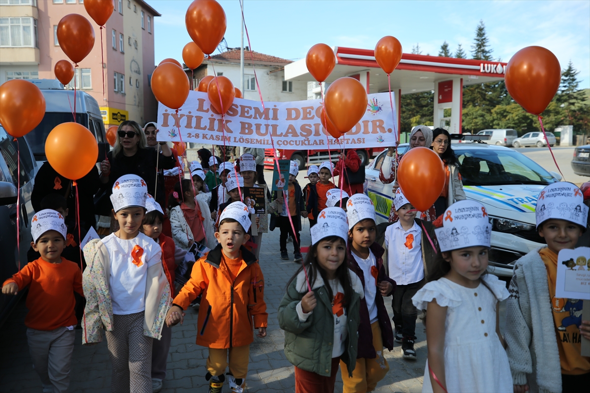 Karabük'te ana sınıfı öğrencileri lösemi hastaları için gökyüzüne balon bıraktı