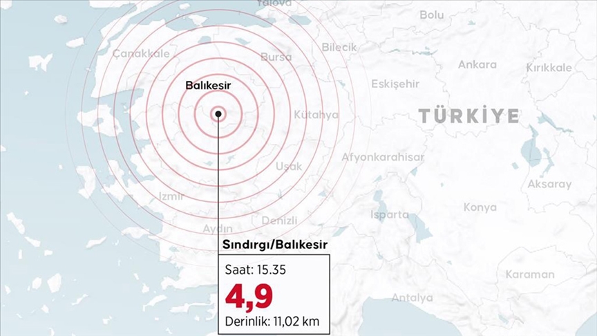 Balıkesir'de 4,9 büyüklüğünde deprem