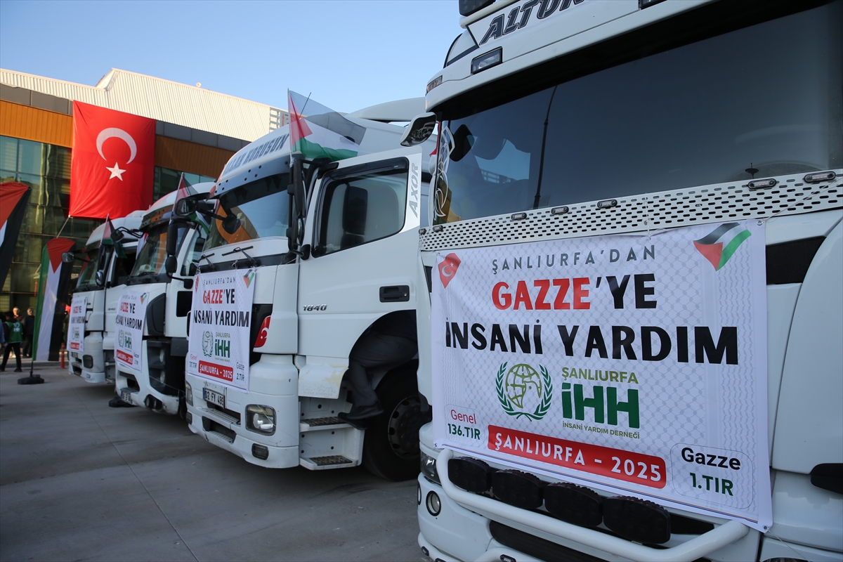 Şanlıurfa'dan Gazze'ye 4 tır gıda malzemesi gönderildi