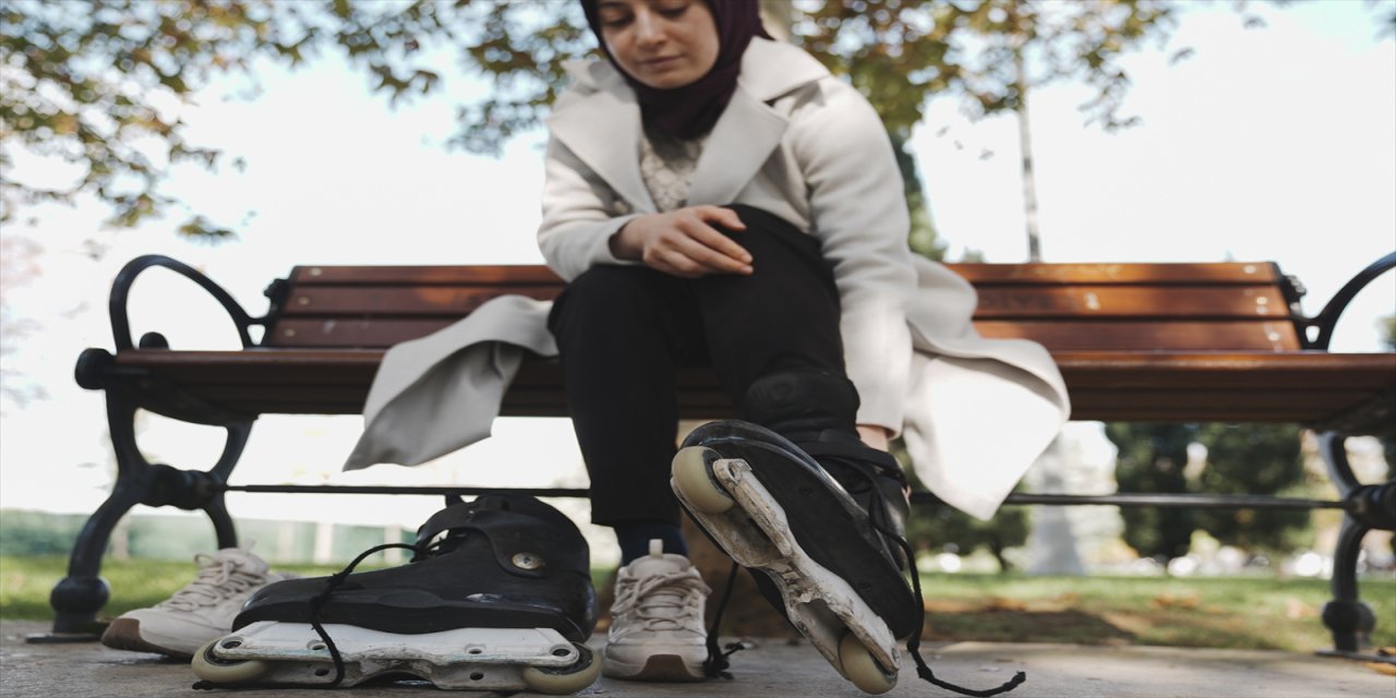 Tesettürlü mühendis Beyza Nur Yıldız, agresif paten sporunda algıları yıkıyor