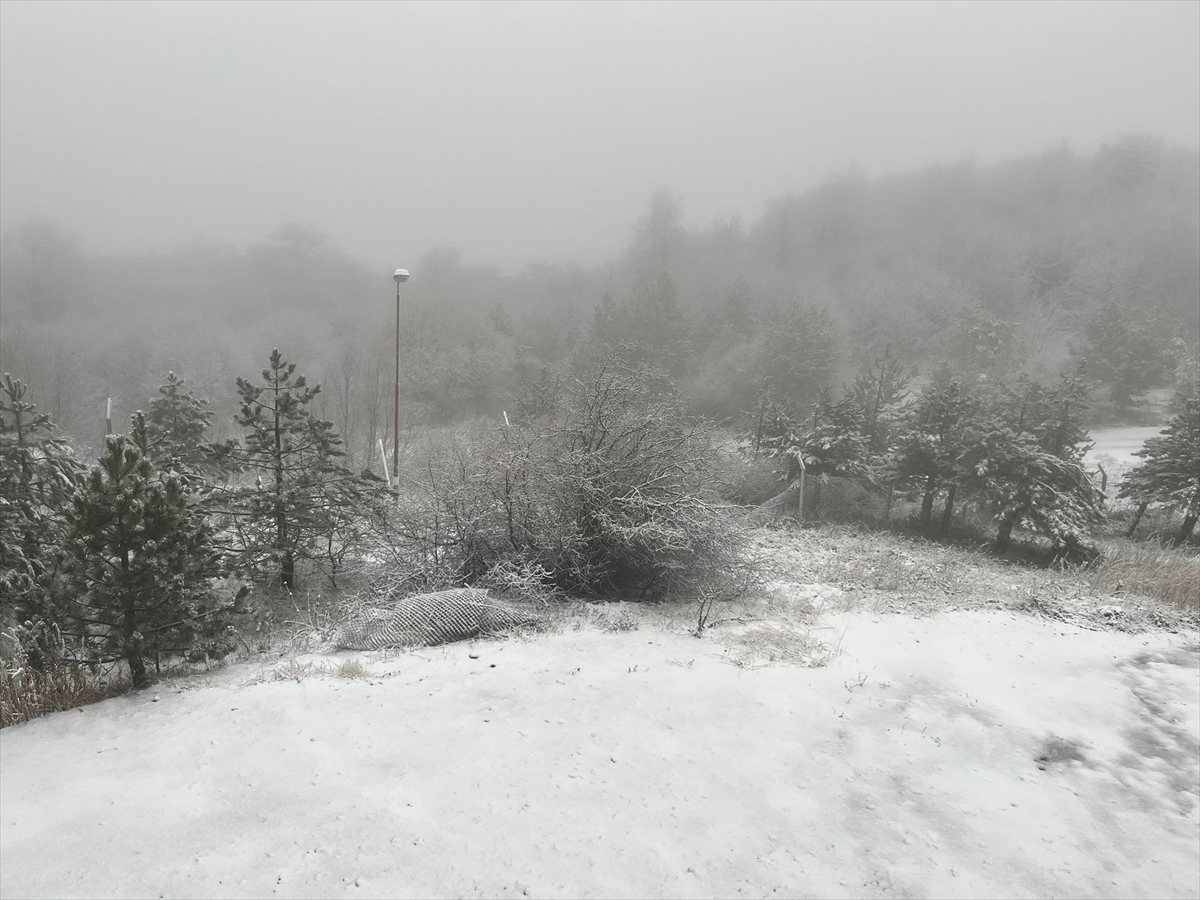 Balıkesir Sındırgı'da yüksek kesimlere kar yağdı