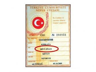 Kürtçe karakter nüfus cüzdanında