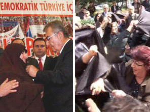 CHP'li kadınlar Çarşaf Yırttı