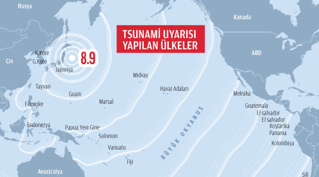 50 Ülkeye tsunami uyarısı