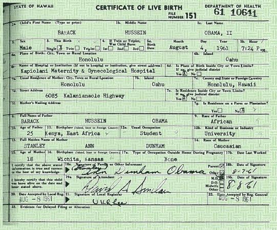 Obama'nin doğum kağıdı nihayet yayınlandı