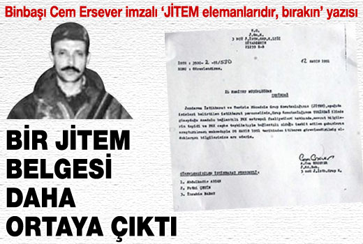 Ersever imzalı JİTEM belgesi