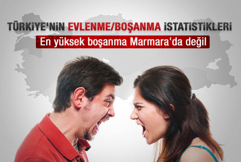En yüksek boşanma Marmara'da değil