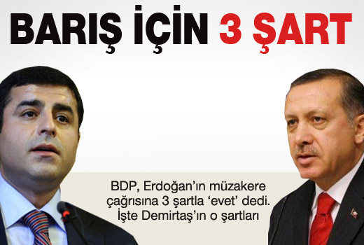BDP'den barış için 3 şart