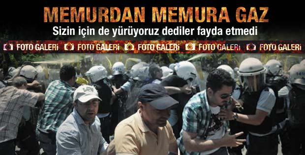 Polis memur eyleminde biber gazı kullandı