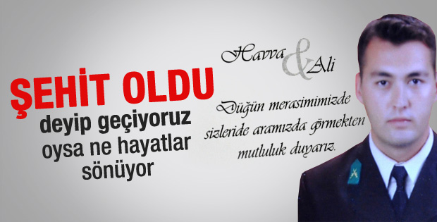 Şehit Astsubay Ali Gümüş'ün düğün davetiyesi