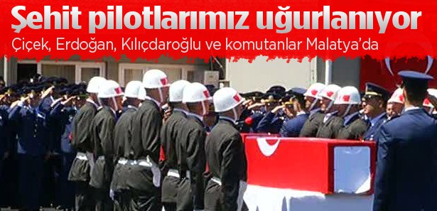 Şehit pilotlar için ilk tören yapılıyor