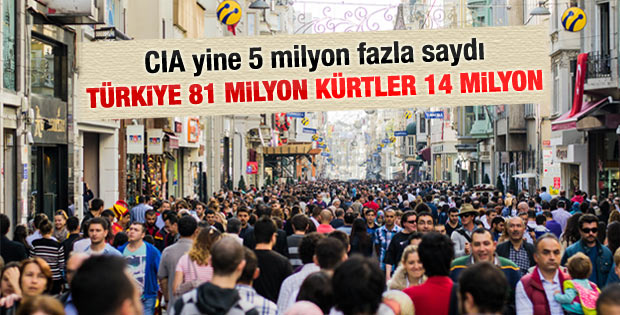 CIA'ye göre Türkiye'nin ve Kürtlerin nüfusu