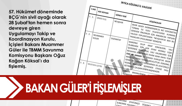 Bakan Güler’i fişlemişler