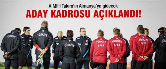 İşte A Milli Takım Almanya aday kadrosu