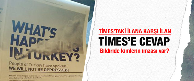The Times'taki ilana karşı ilan