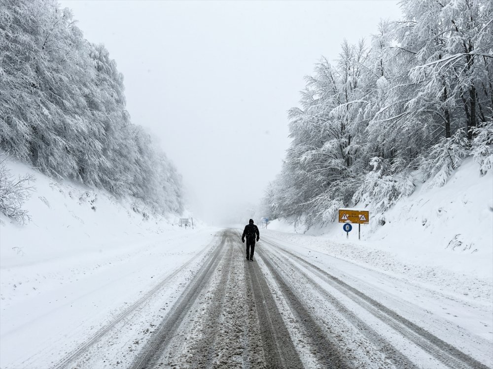 Domaniç Dağları'nda kar yağışı etkili oluyor