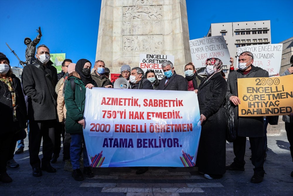 Ankara'da engelli öğretmenlerden atanma talebi