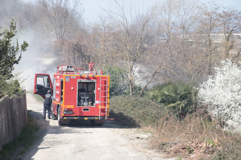 Sakarya'da otluk alanda çıkan yangın evlere sıçramadan söndürüldü