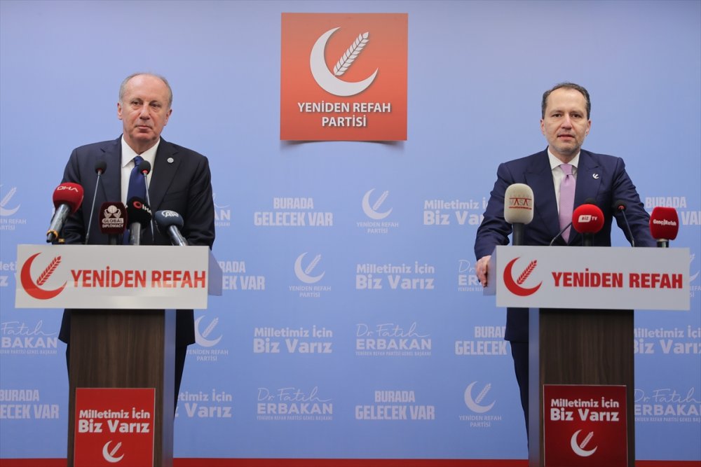 Memleket Partisi Genel Başkanı İnce, Yeniden Refah Partisi Genel Başkanı Erbakan'ı ziyaret etti