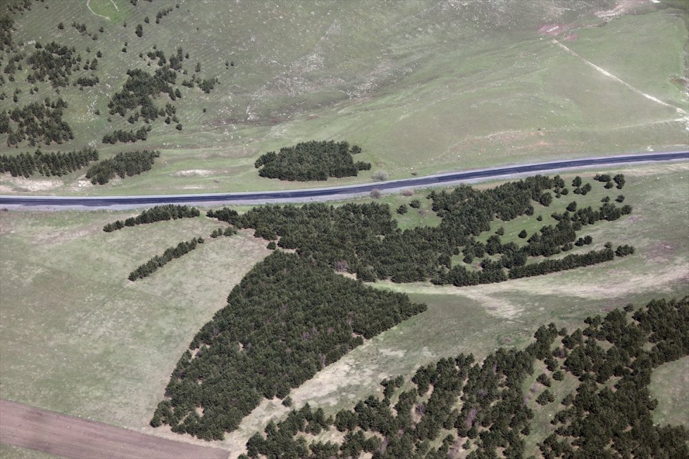 Kars'ın yeşeren arazileri ve Çıldır Gölü helikopterden görüntülendi