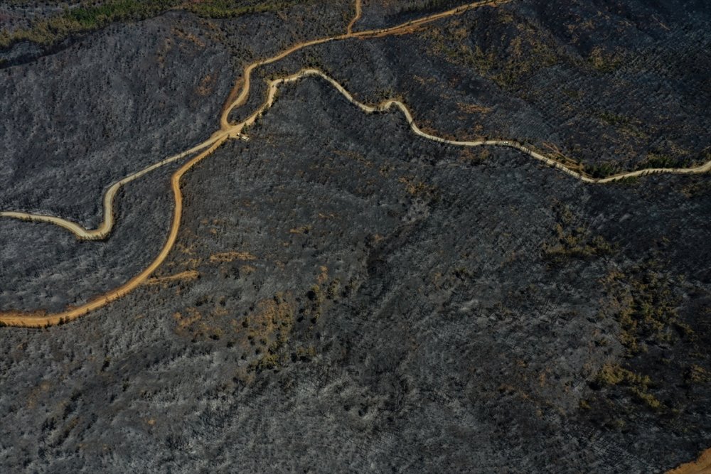 Marmaris'te yanan alanlar havadan görüntülendi