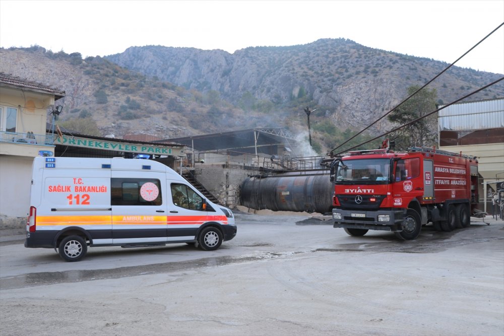 Asfalt şantiyesinde çıkan yangın söndürüldü
