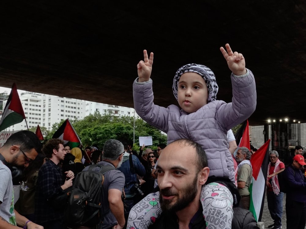 Brezilya'da Filistin'e destek gösterisi yapıldı