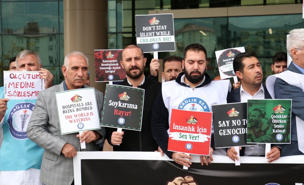 Erzurum, Ardahan ve Kars'ta İsrail'in Gazze'ye yönelik saldırıları protesto edildi
