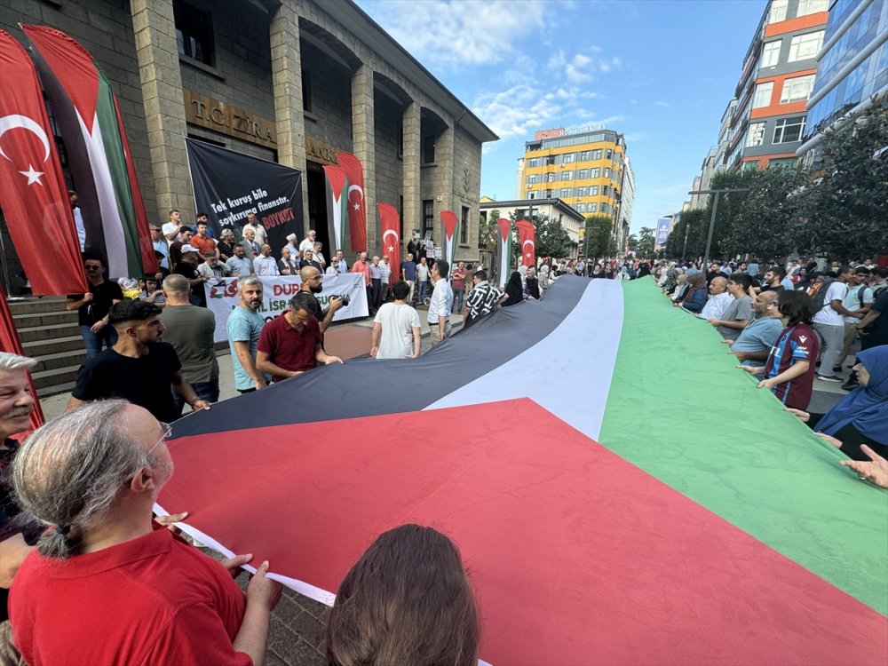Özgür Aksa Trabzon Platformunca Trabzon'da Filistin'e destek yürüyüşü düzenlendi