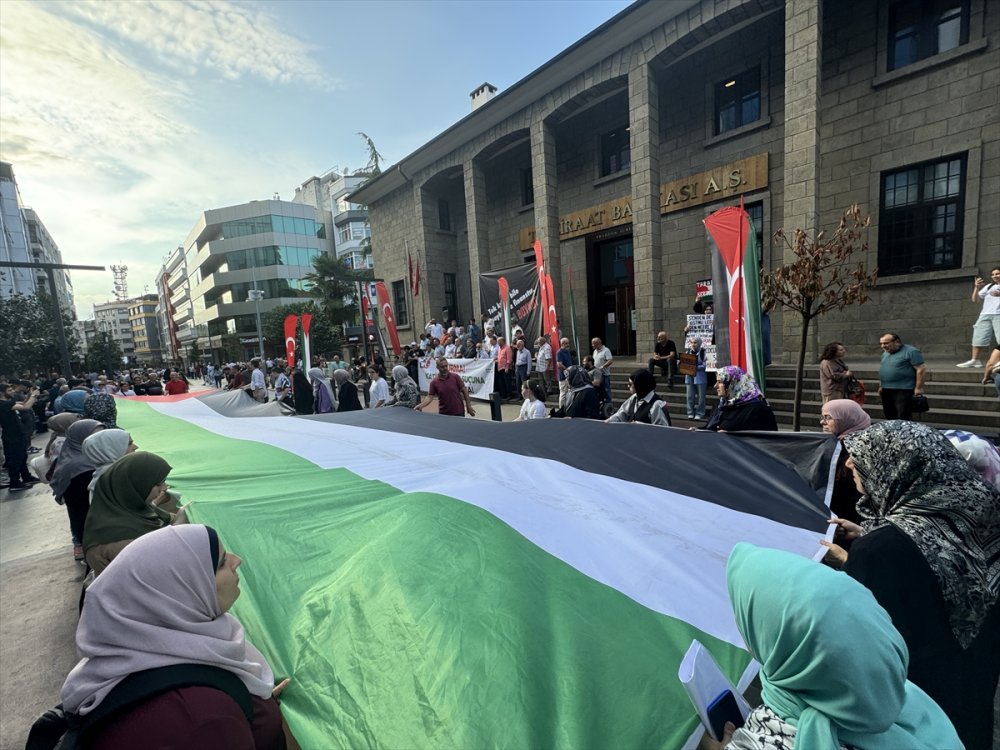 Özgür Aksa Trabzon Platformunca Trabzon'da Filistin'e destek yürüyüşü düzenlendi