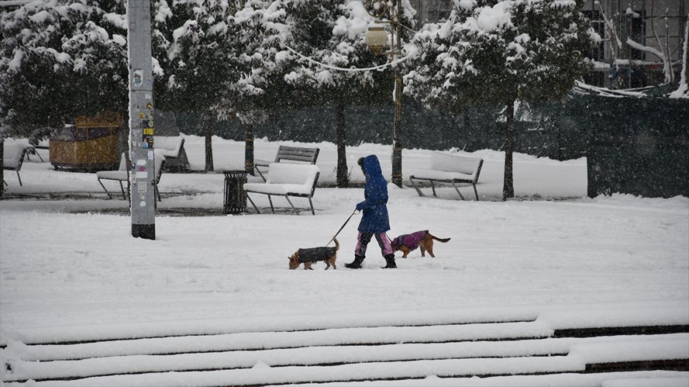 Kuzey Makedonya'nın başkenti Üsküp BEYAZLARA BÜRÜNDÜ