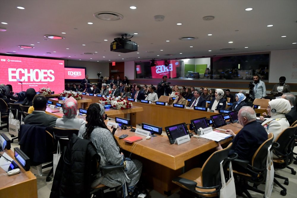 Emine Erdoğan, BM'de Şule Yüksel Şenler ve Malcolm X’in mirasını yaşatacak "Yankılar" sergisini açtı