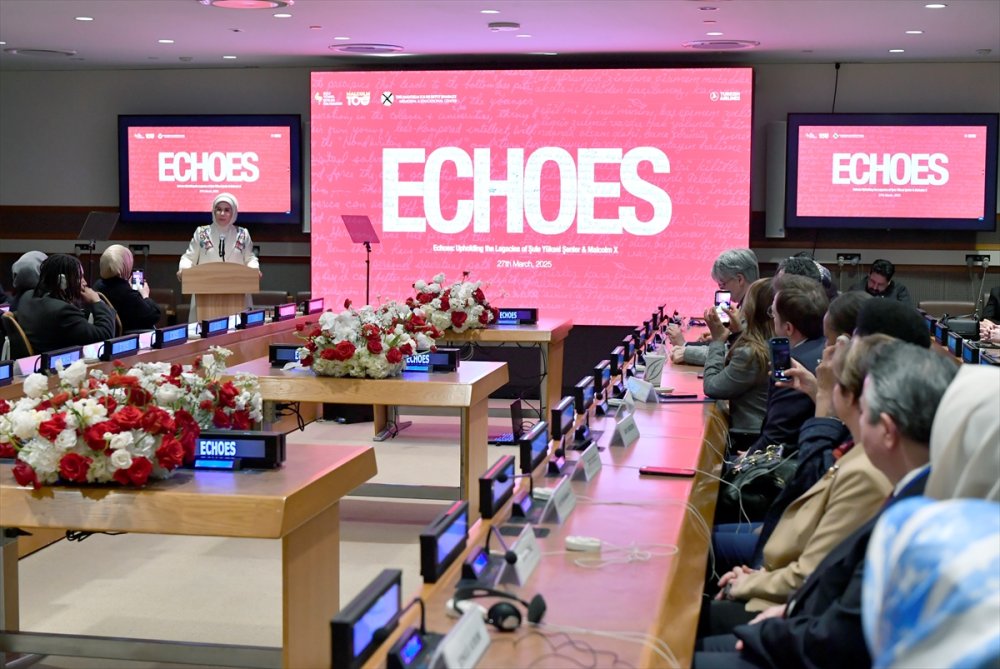 Emine Erdoğan, BM'de Şule Yüksel Şenler ve Malcolm X’in mirasını yaşatacak "Yankılar" sergisini açtı